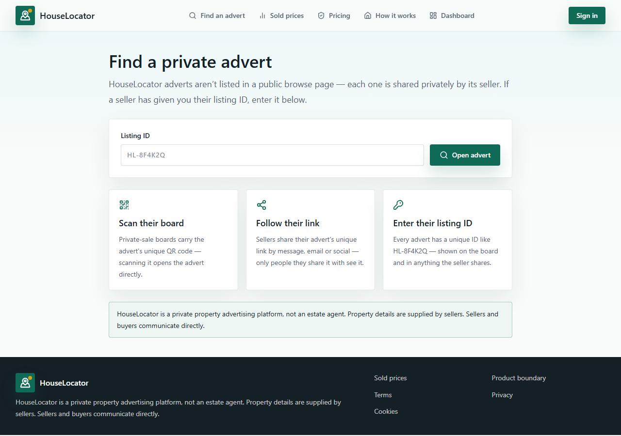 Find an advert by listing ID